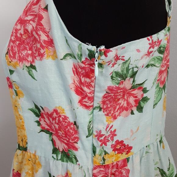 Cynthia Rowley 100% Linen Floral Sun Dress V Neck Mini Dress Womens 6 Resort - Picture 5 of 12